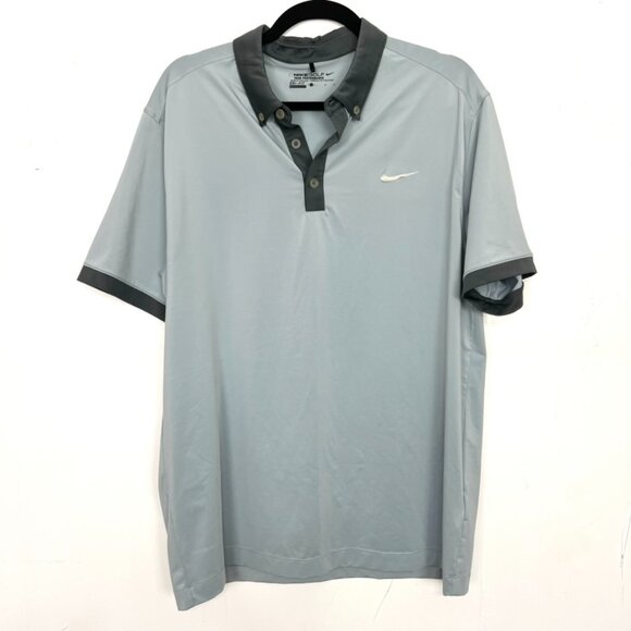 Nike Golf Active Polo Shirt Dri-Fit Blue Tour Performance Large - Picture 1 of 4